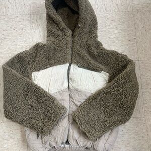 Zara Olive and Cream Sherpa Jacket